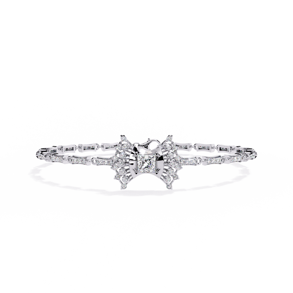 White Gold Princess-Cut Starburst Diamond Bracelet