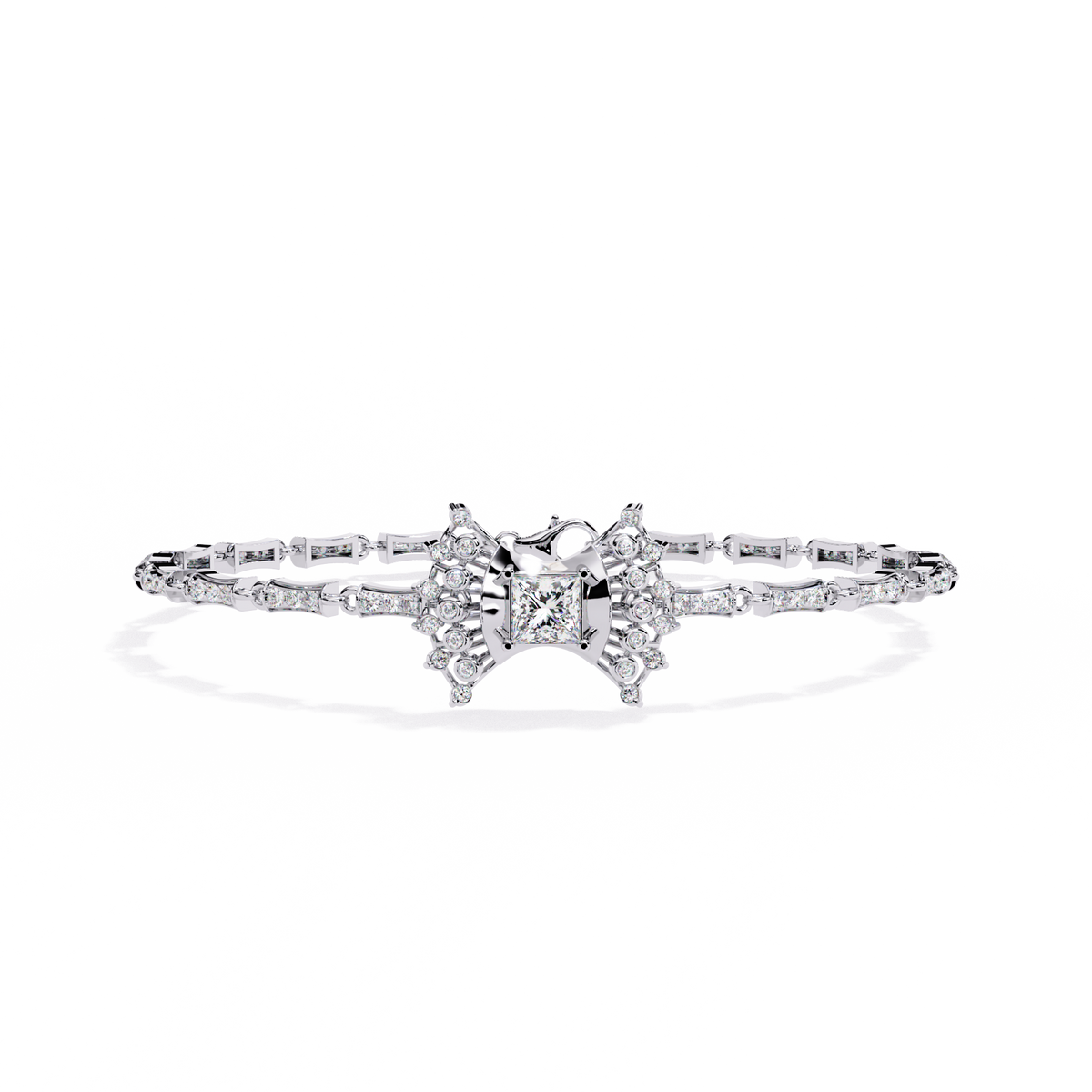 White Gold Princess-Cut Starburst Diamond Bracelet