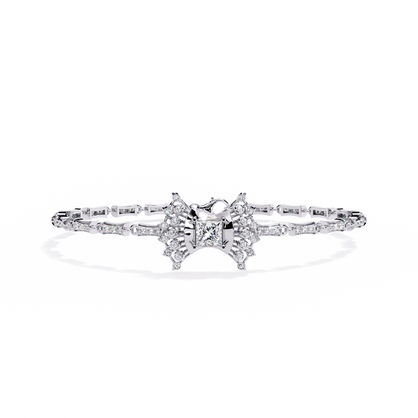 White Gold Princess-Cut Starburst Diamond Bracelet