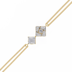 Yellow Gold Duo Rhombus Diamond Chain Bracelet