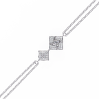White Gold Twin Kite Cluster Diamond Chain Bracelet