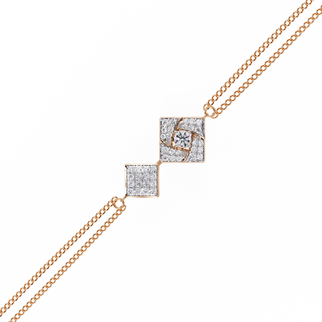 Rose Gold Duo Rhombus Diamond Chain Bracelet