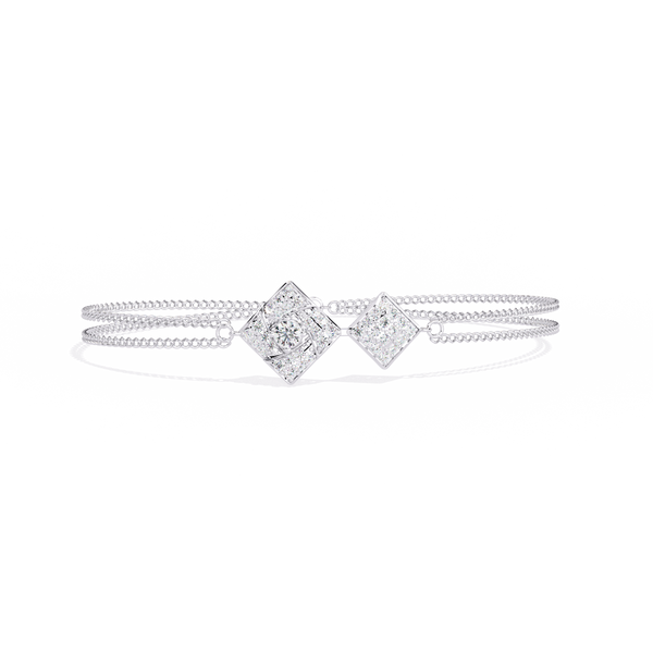 White Gold Twin Kite Cluster Diamond Chain Bracelet