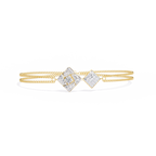 Yellow Gold Duo Rhombus Diamond Chain Bracelet