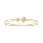 Yellow Gold Duo Rhombus Diamond Chain Bracelet