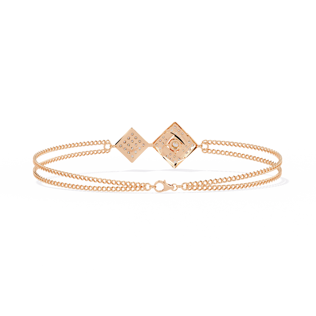 Rose Gold Duo Rhombus Diamond Chain Bracelet