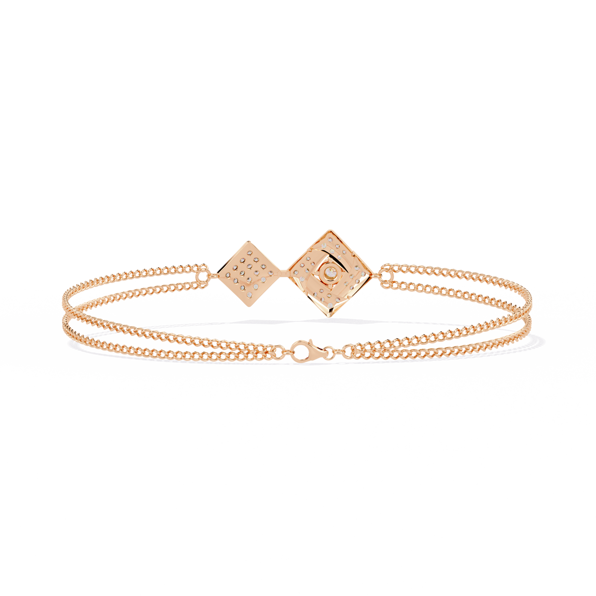 Rose Gold Duo Rhombus Diamond Chain Bracelet