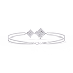 White Gold Twin Kite Cluster Diamond Chain Bracelet