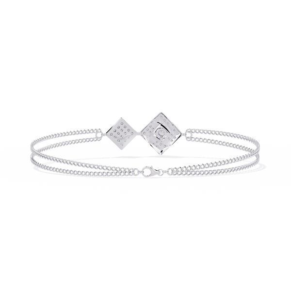 White Gold Twin Kite Cluster Diamond Chain Bracelet