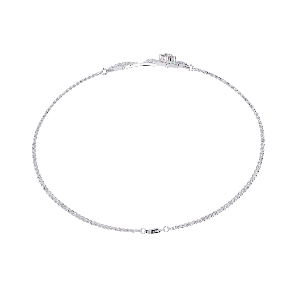 White Gold Twin Kite Cluster Diamond Chain Bracelet