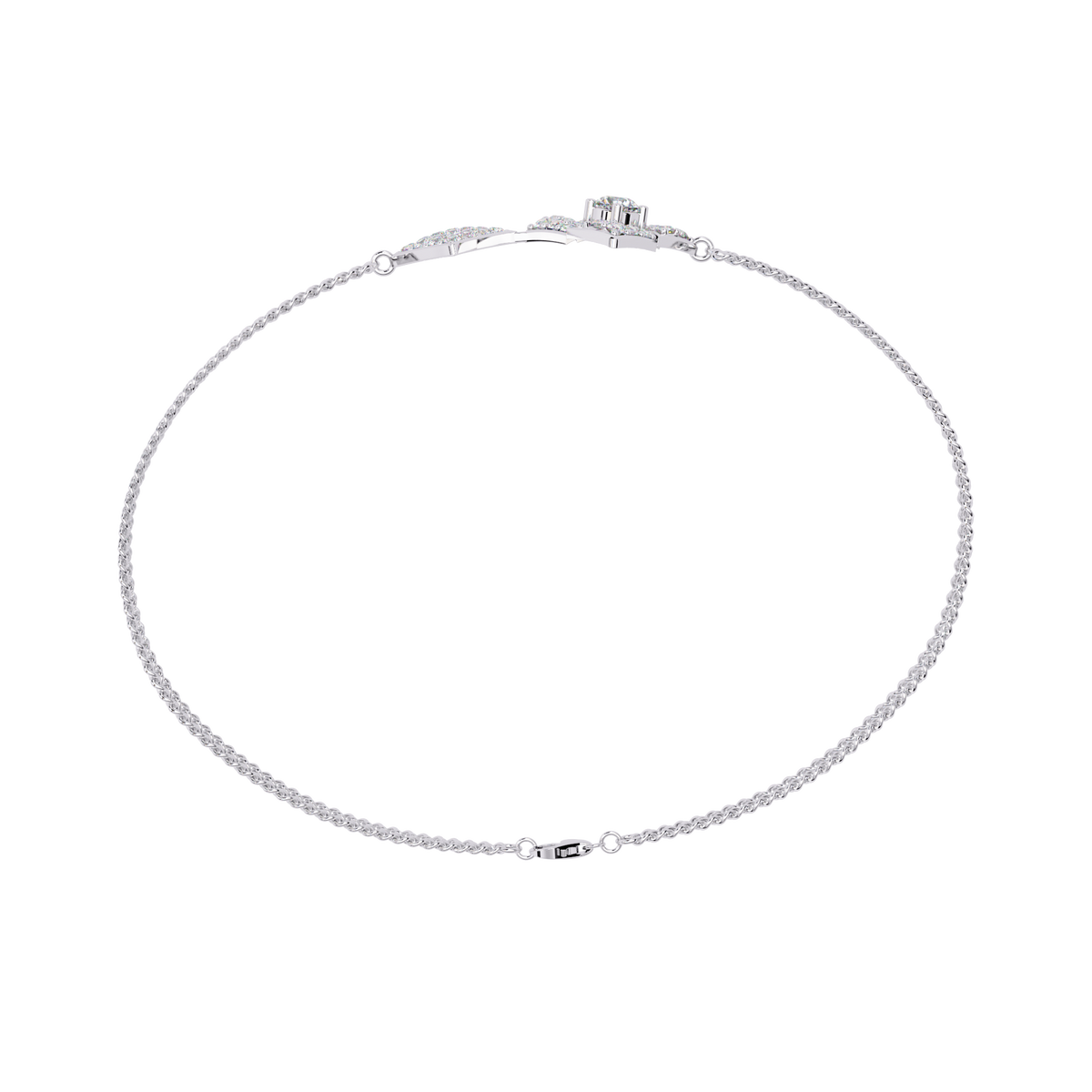 White Gold Twin Kite Cluster Diamond Chain Bracelet