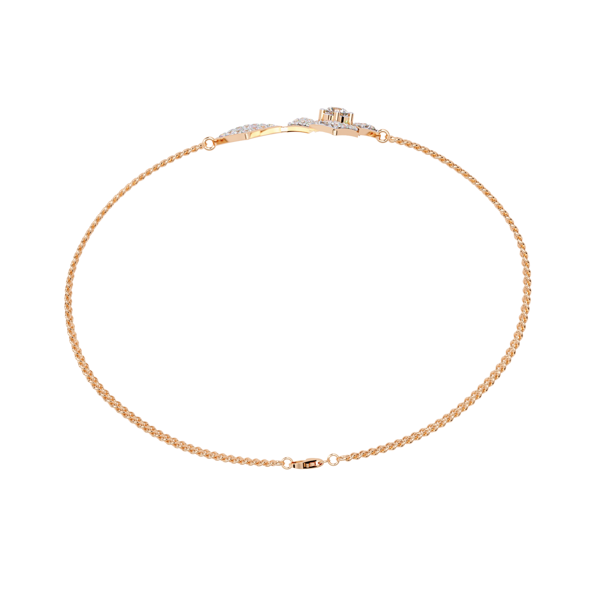 Rose Gold Duo Rhombus Diamond Chain Bracelet