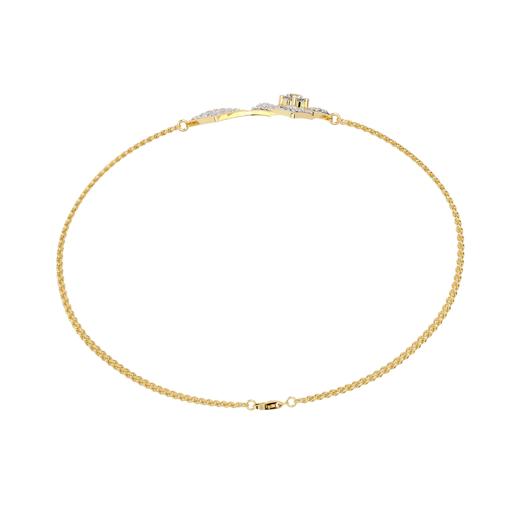 Yellow Gold Duo Rhombus Diamond Chain Bracelet