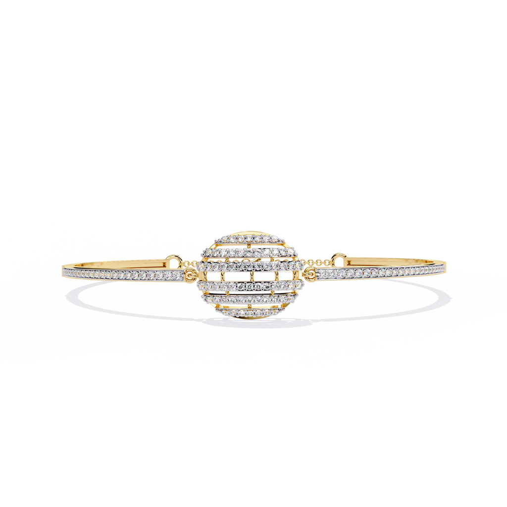 Yellow Gold Eclipse Grid Circle Diamond Bracelet