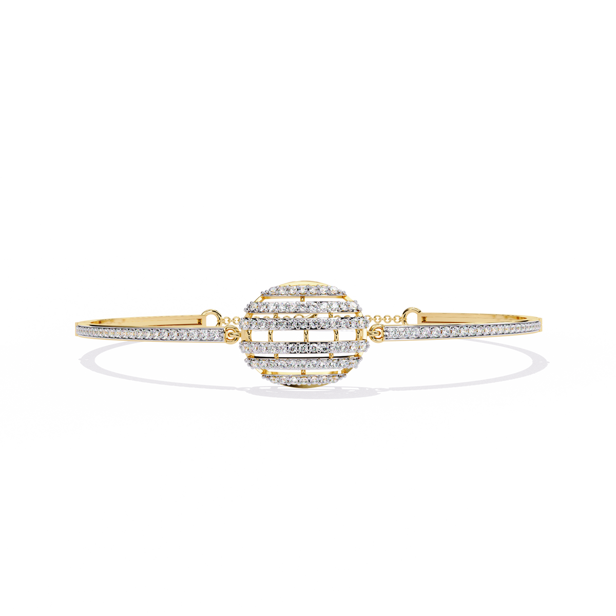 Yellow Gold Eclipse Grid Circle Diamond Bracelet