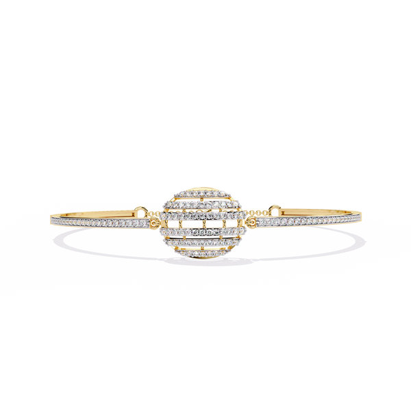 Yellow Gold Eclipse Grid Circle Diamond Bracelet