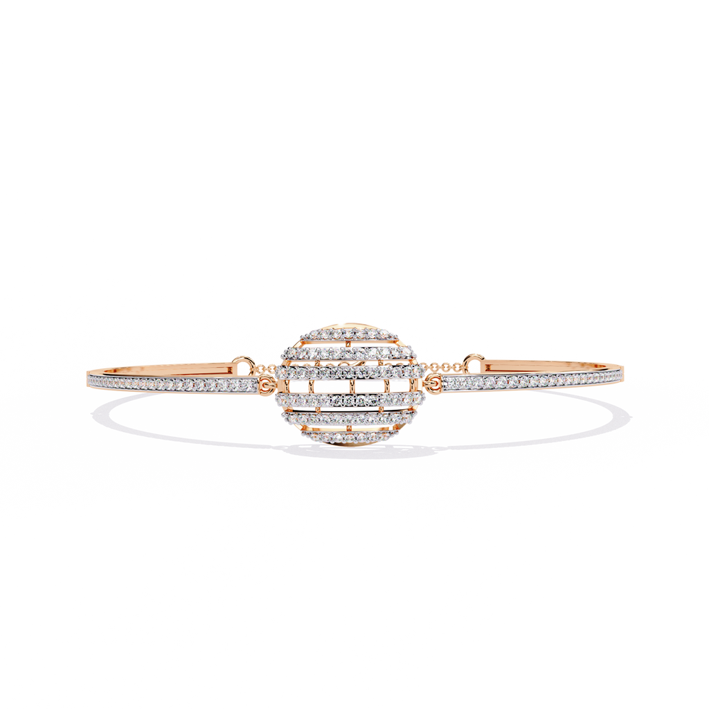 Rose Gold Eclipse Grid Circle Diamond Bracelet