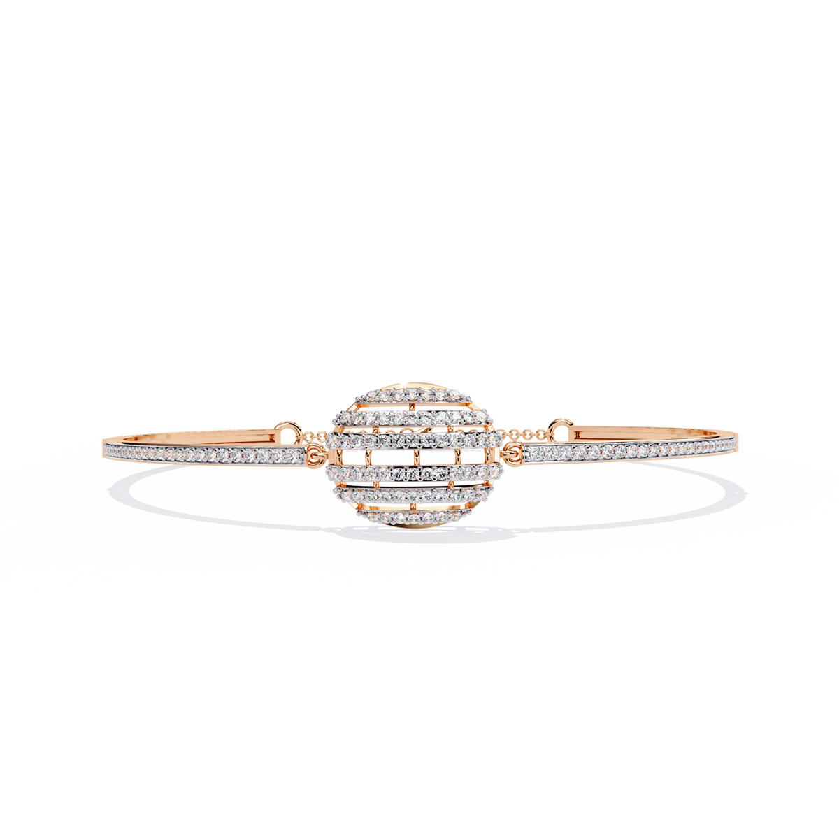 Rose Gold Eclipse Grid Circle Diamond Bracelet