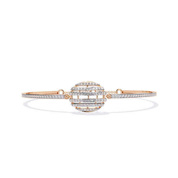 Rose Gold Eclipse Grid Circle Diamond Bracelet