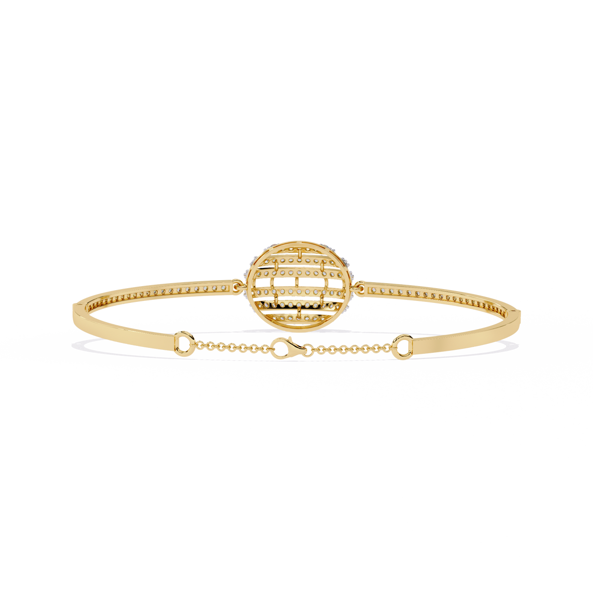 Yellow Gold Eclipse Grid Circle Diamond Bracelet