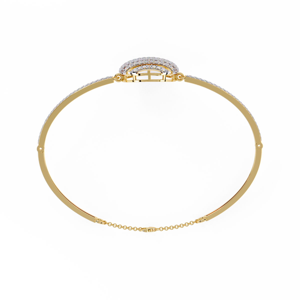 Yellow Gold Eclipse Grid Circle Diamond Bracelet