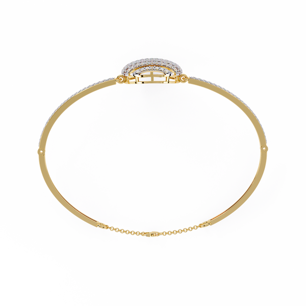 Yellow Gold Eclipse Grid Circle Diamond Bracelet