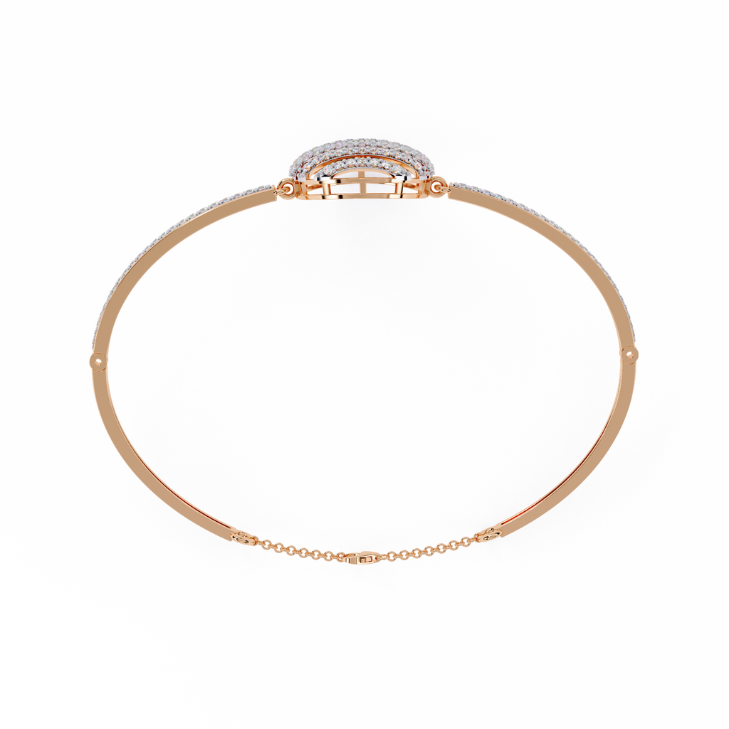 Rose Gold Eclipse Grid Circle Diamond Bracelet