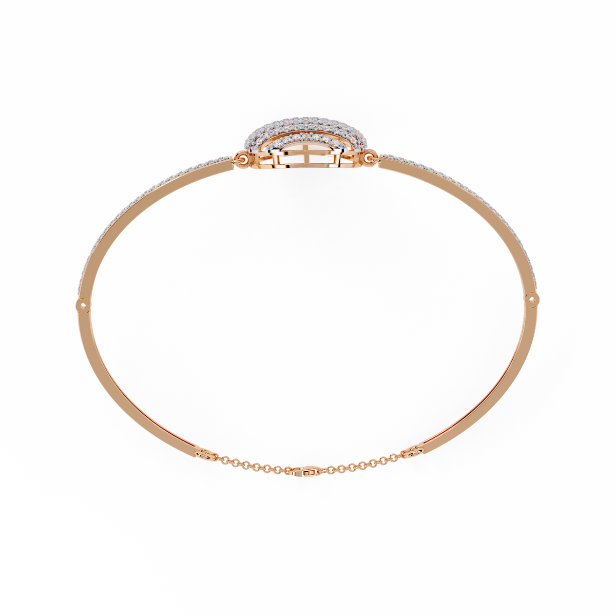 Rose Gold Eclipse Grid Circle Diamond Bracelet