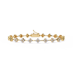 Yellow Gold Blossom Station Flower Diamond Bracelet