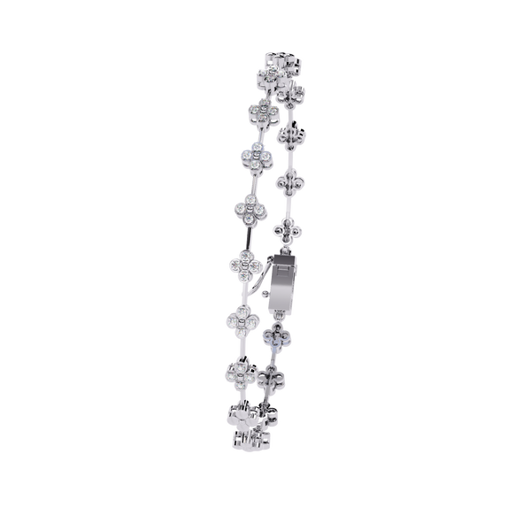 White Gold Quatrefoil Clover Diamond Link Bracelet