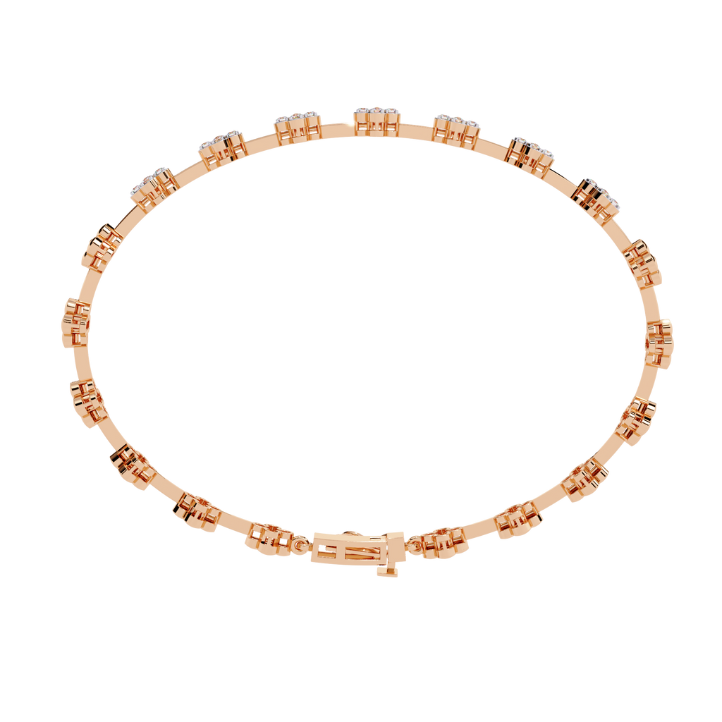 Rose Gold Blossom Station Flower Diamond Bracelet
