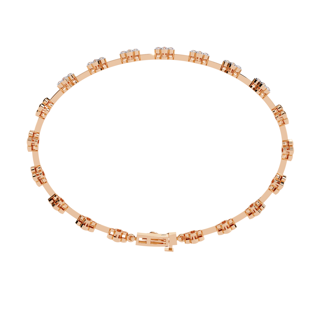 Rose Gold Blossom Station Flower Diamond Bracelet