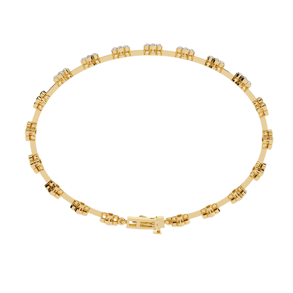 Yellow Gold Blossom Station Flower Diamond Bracelet