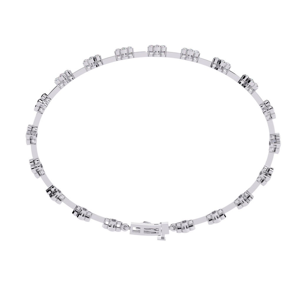 White Gold Quatrefoil Clover Diamond Link Bracelet