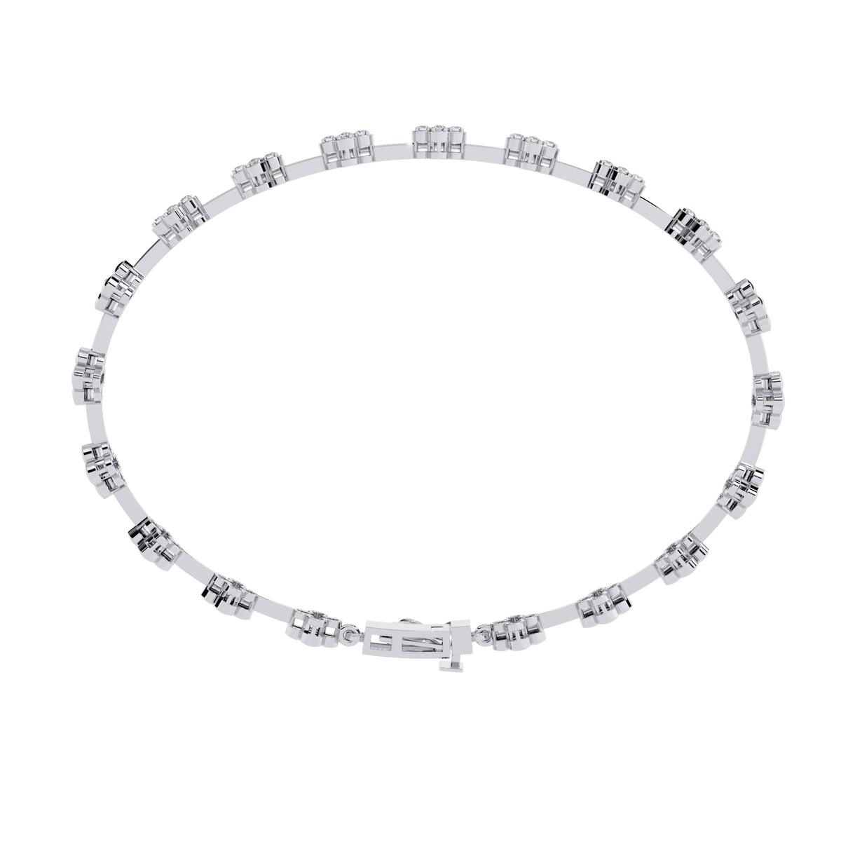 White Gold Quatrefoil Clover Diamond Link Bracelet