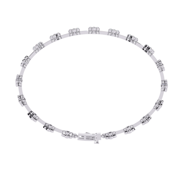 White Gold Quatrefoil Clover Diamond Link Bracelet