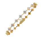 Yellow Gold Blossom Station Flower Diamond Bracelet