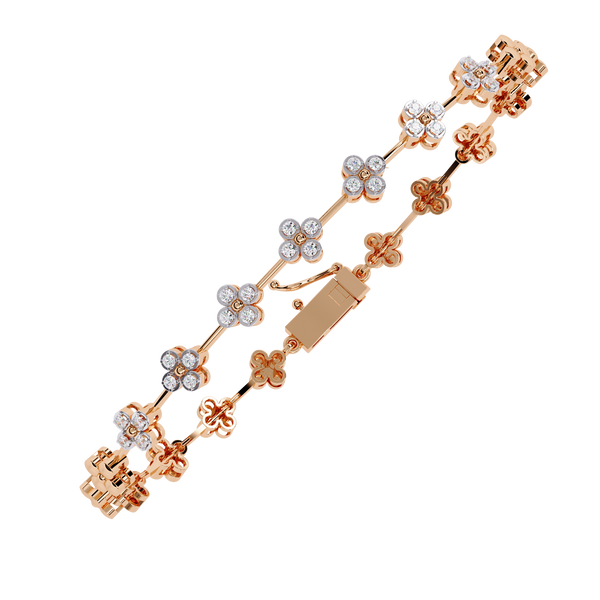 Rose Gold Blossom Station Flower Diamond Bracelet