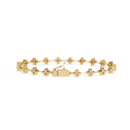 Yellow Gold Blossom Station Flower Diamond Bracelet