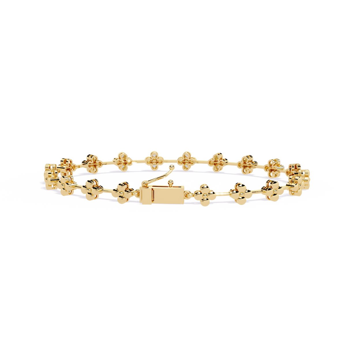 Yellow Gold Blossom Station Flower Diamond Bracelet