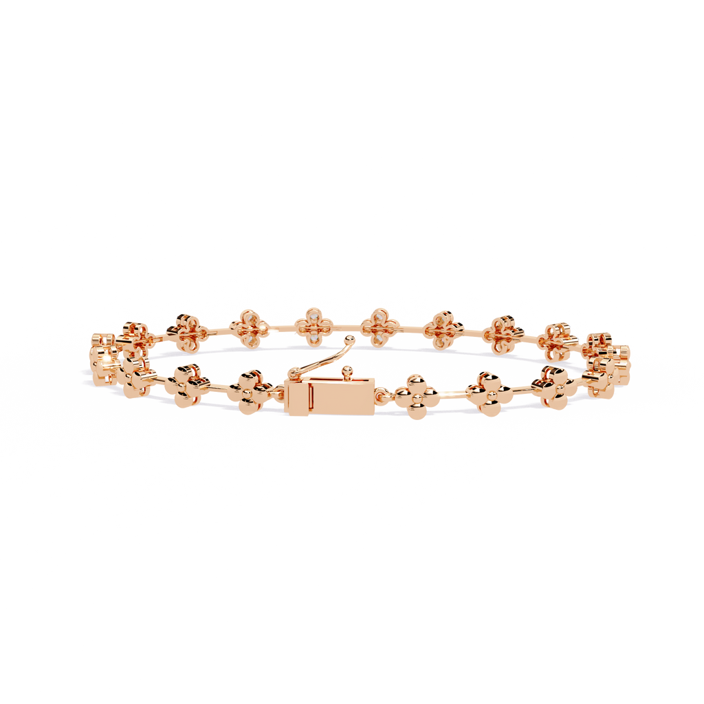 Rose Gold Blossom Station Flower Diamond Bracelet