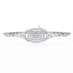White Gold Cushion Halo Diamond Chain Bracelet