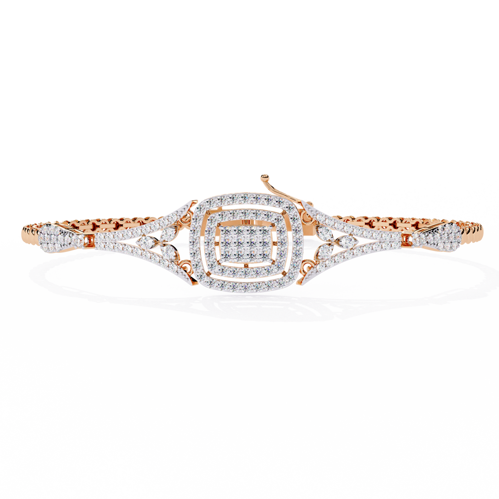 Rose Gold Regalia Cushion Halo Diamond Bracelet