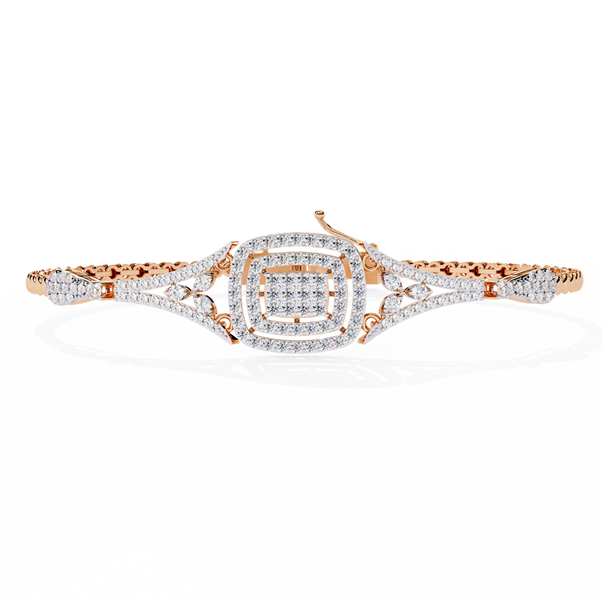 Rose Gold Regalia Cushion Halo Diamond Bracelet