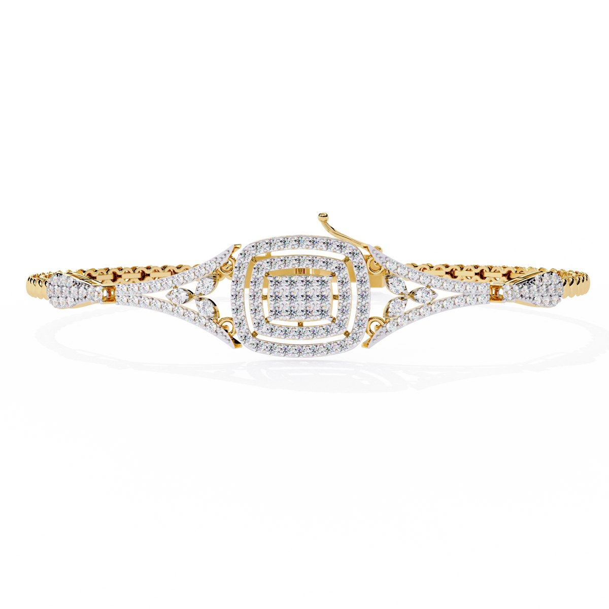 Yellow Gold Regalia Cushion Halo Diamond Bracelet