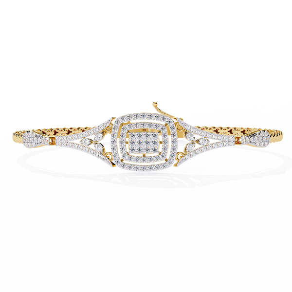 Yellow Gold Regalia Cushion Halo Diamond Bracelet
