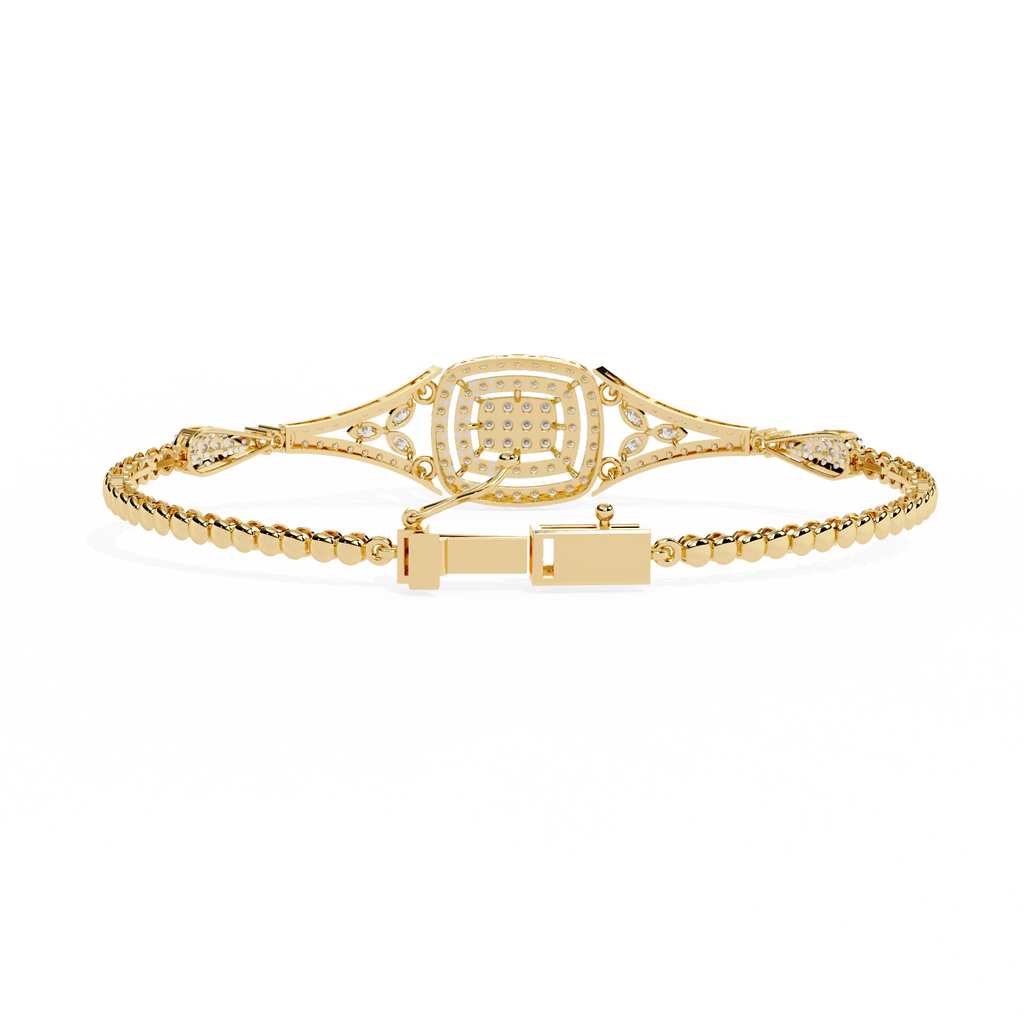 Yellow Gold Regalia Cushion Halo Diamond Bracelet