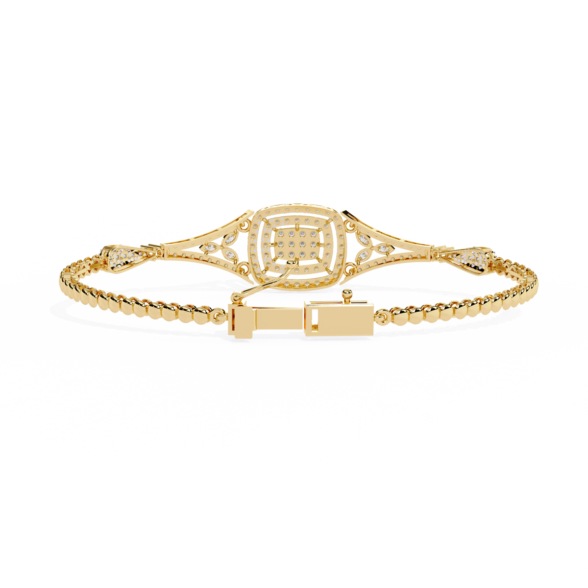 Yellow Gold Regalia Cushion Halo Diamond Bracelet