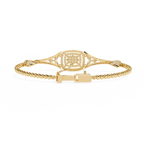 Yellow Gold Regalia Cushion Halo Diamond Bracelet