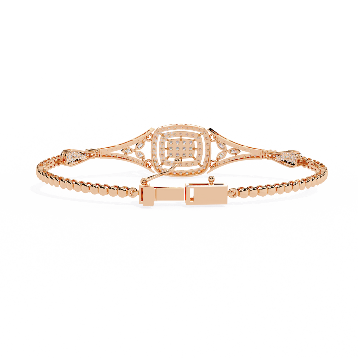 Rose Gold Regalia Cushion Halo Diamond Bracelet